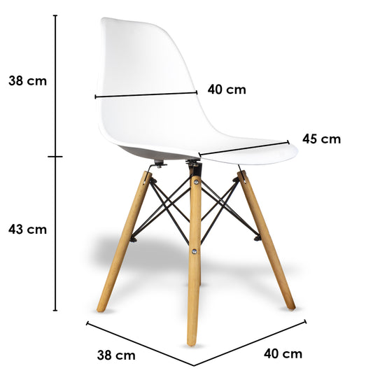 Set De 4 Sillas Eames Modernas Color Blanco