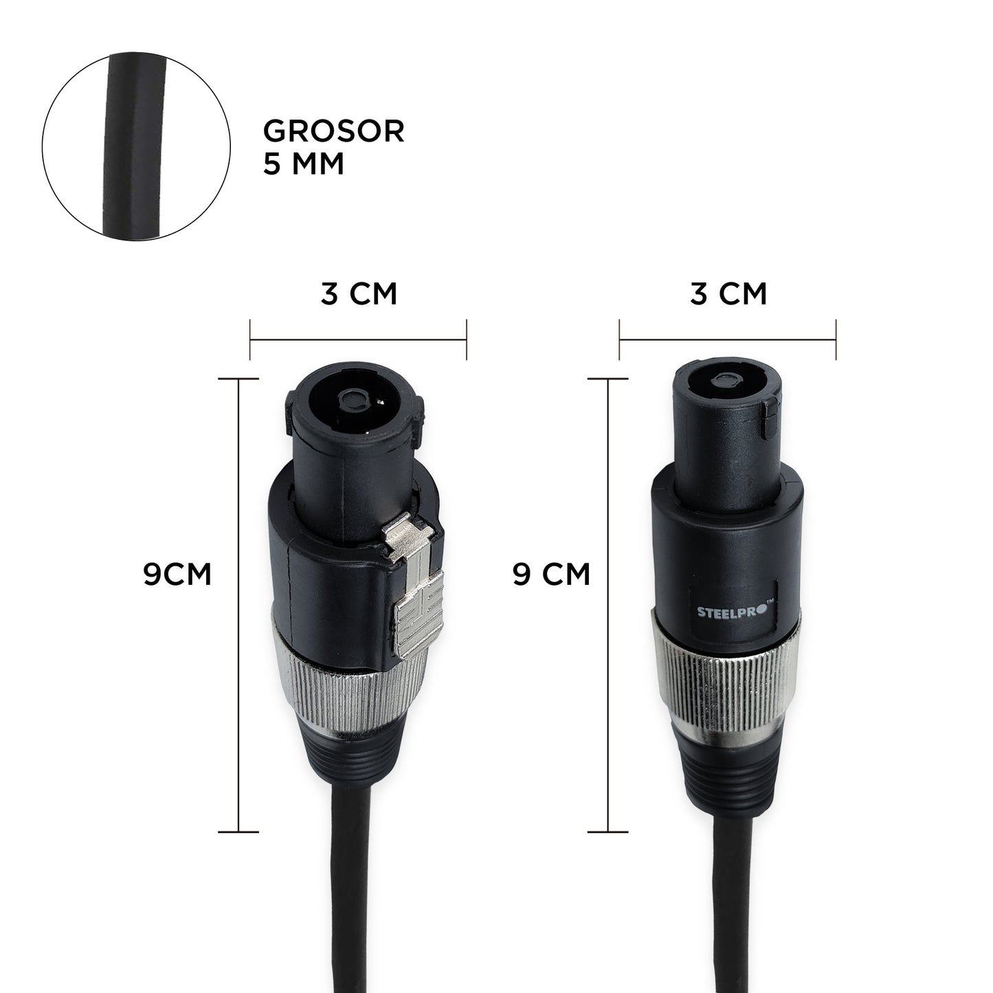 Cable Audio Conector Tipo Speakon Reforzado de 10m Steelpro