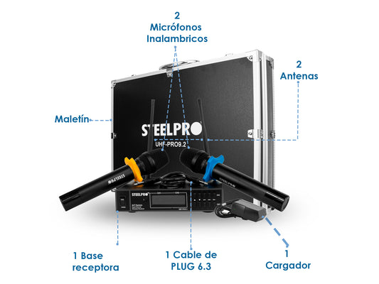 Micrófono Profesional, Frecuencia UHF, Multicanal