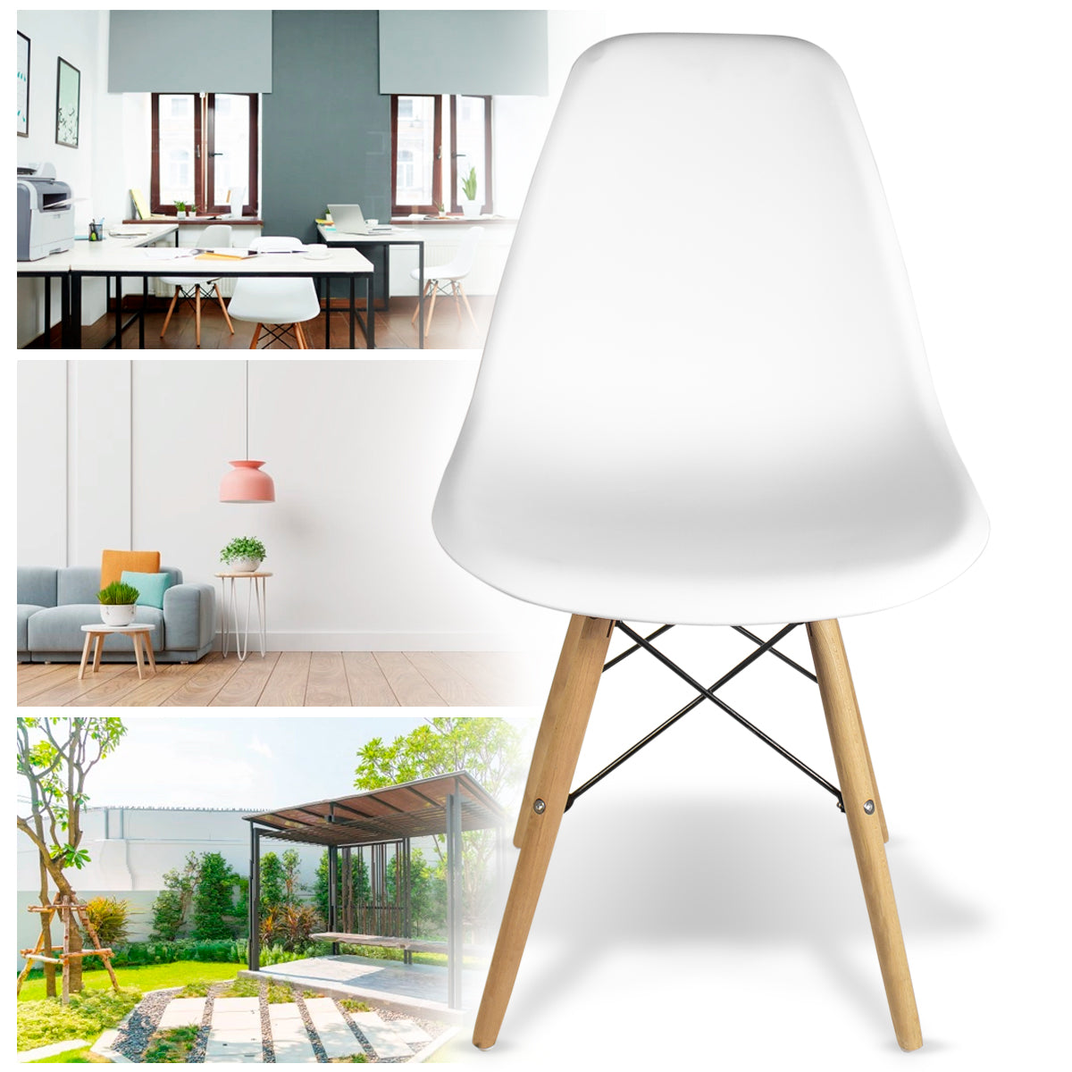 Set De 4 Sillas Eames Modernas Color Blanco