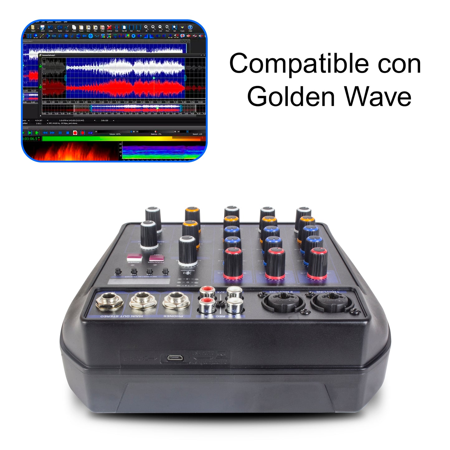 Mezcladora de 4 Canales Bluetooth, Interfaz De Sonido