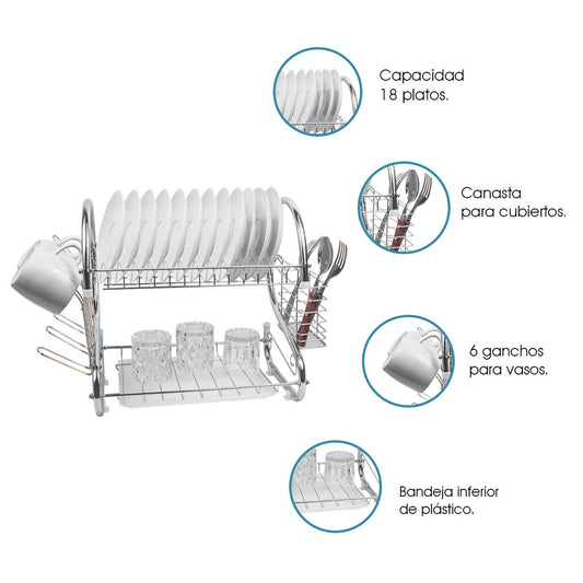 Escurridor de Trastes Moderno de Acero Inoxidable de Larga Duración De 38cm