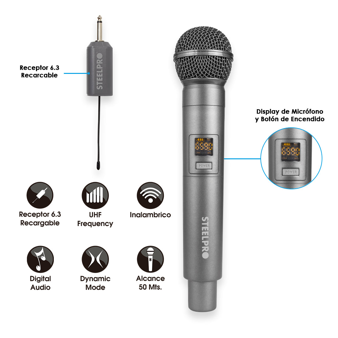 Micrófonos Inalámbricos De 50m De Alcance UHF Con Maleta