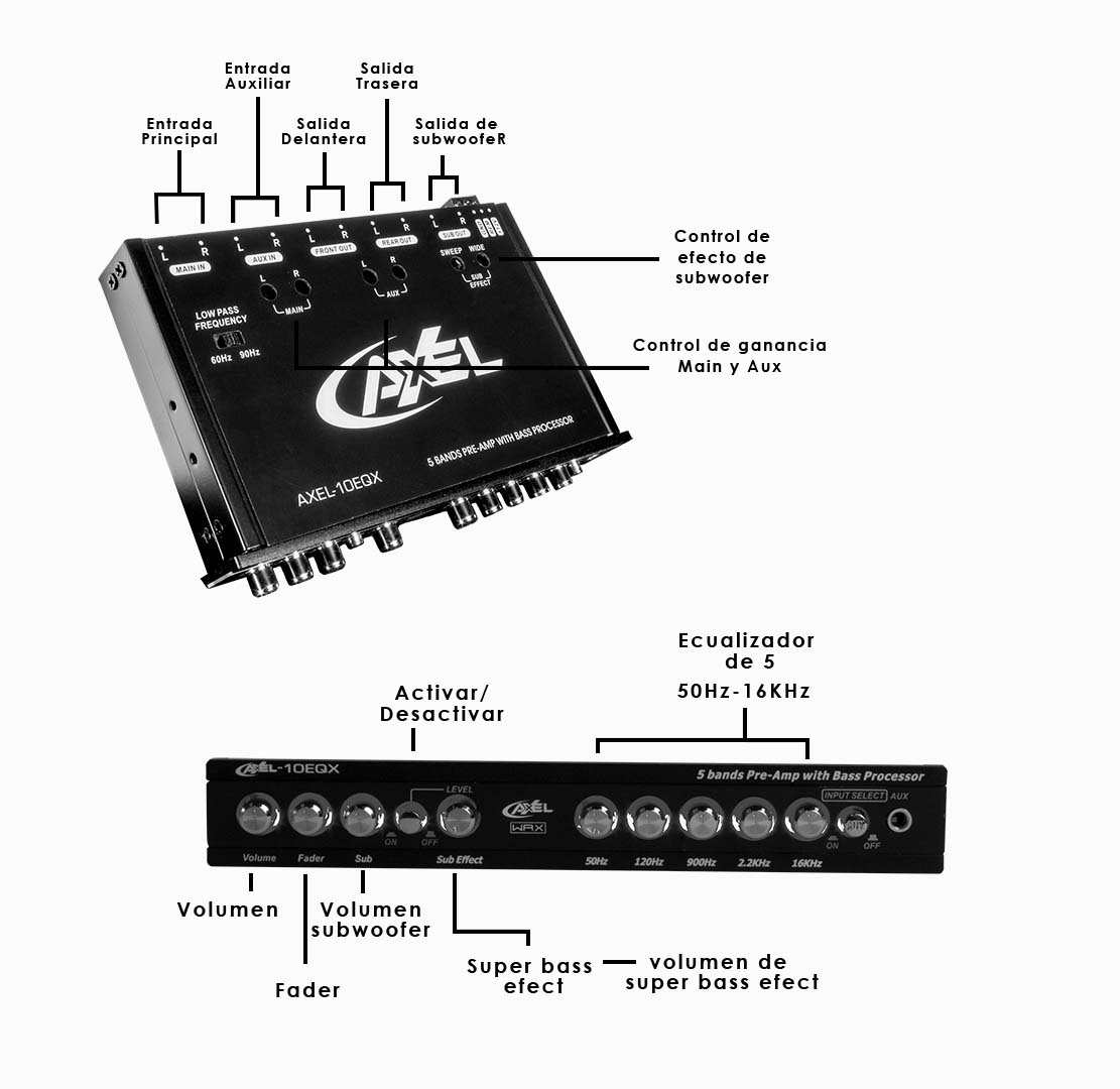 Pre Amplificador De 5 Bandas, Efecto Epicentro, Axel-10EQX