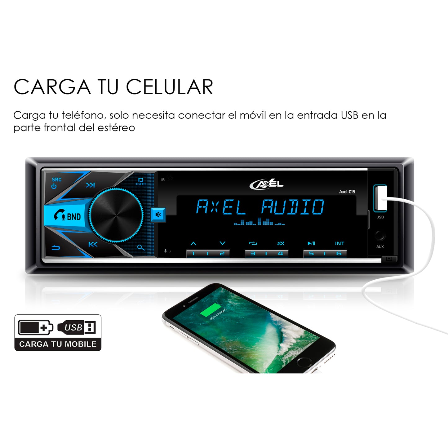 Autoestéreo De Caratula Desmontable, 100w X4 Max, AXEL-015