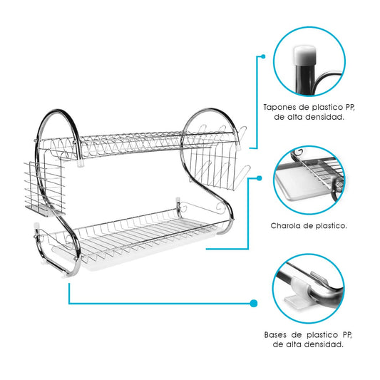 Escurridor de Trastes Moderno de Acero Inoxidable de Larga Duración De 52cm