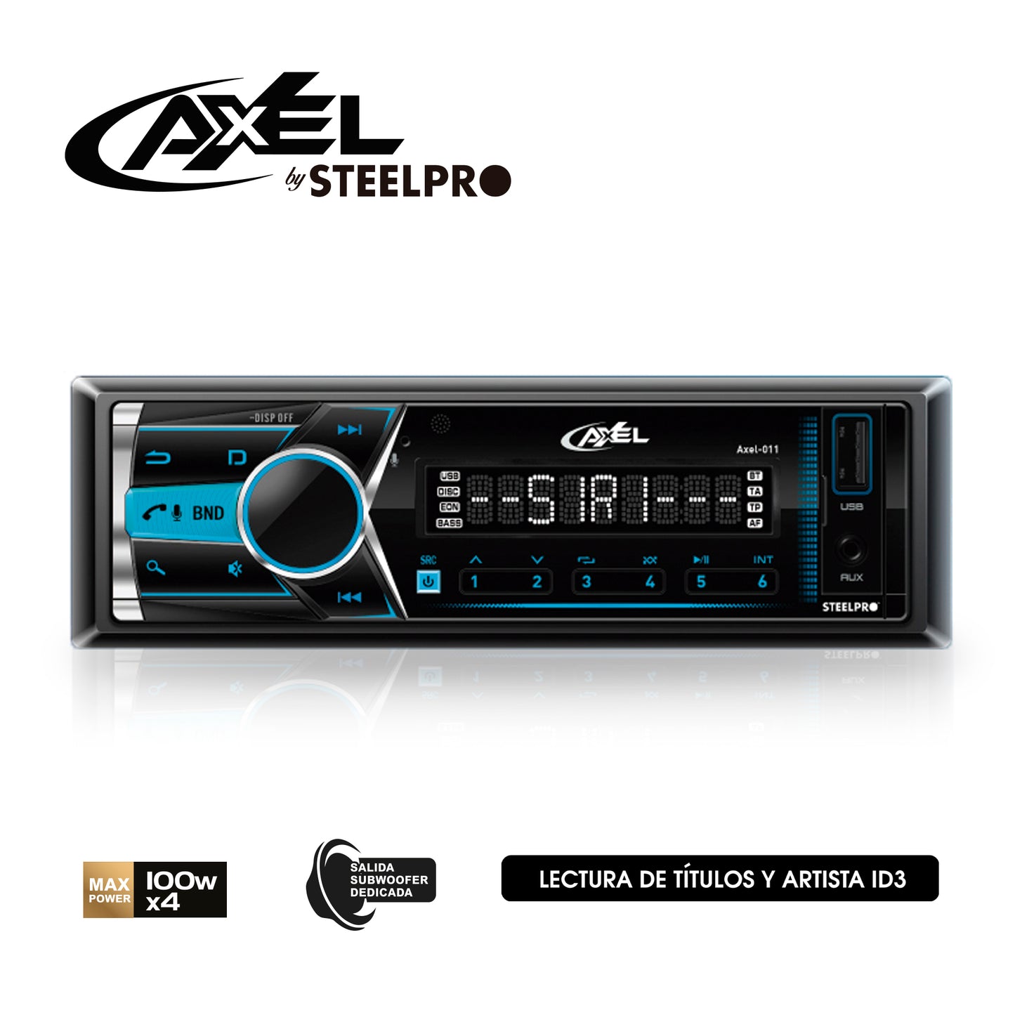 Autoestéreo De 1 Din Con Caratula Desmontable, AXEL-011