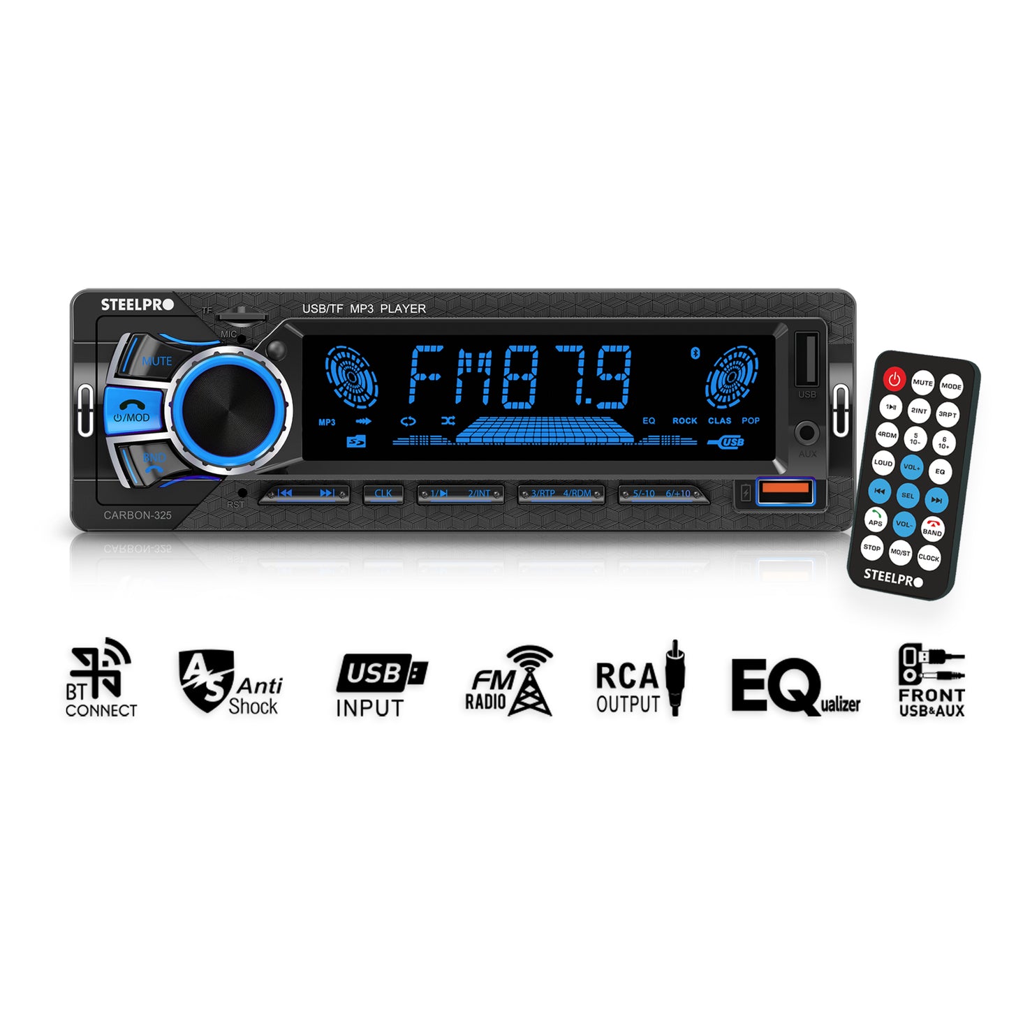 Autoestereo Bluetooth de 1 Din Usb, Sd Aux Estereo - Steelpro