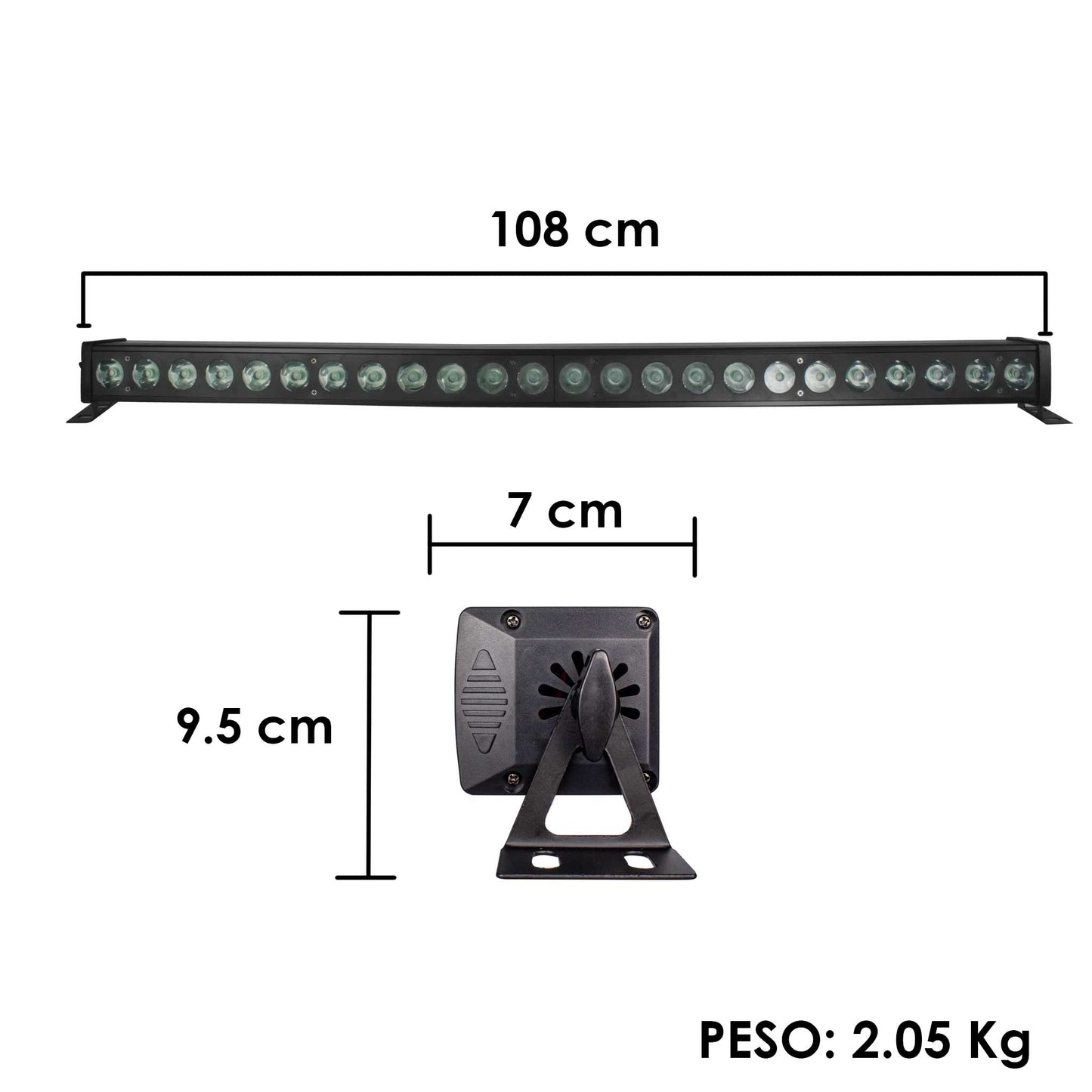 Barra De 24 LEDs de Alta Potencia de 5W RGB, 3 En 1