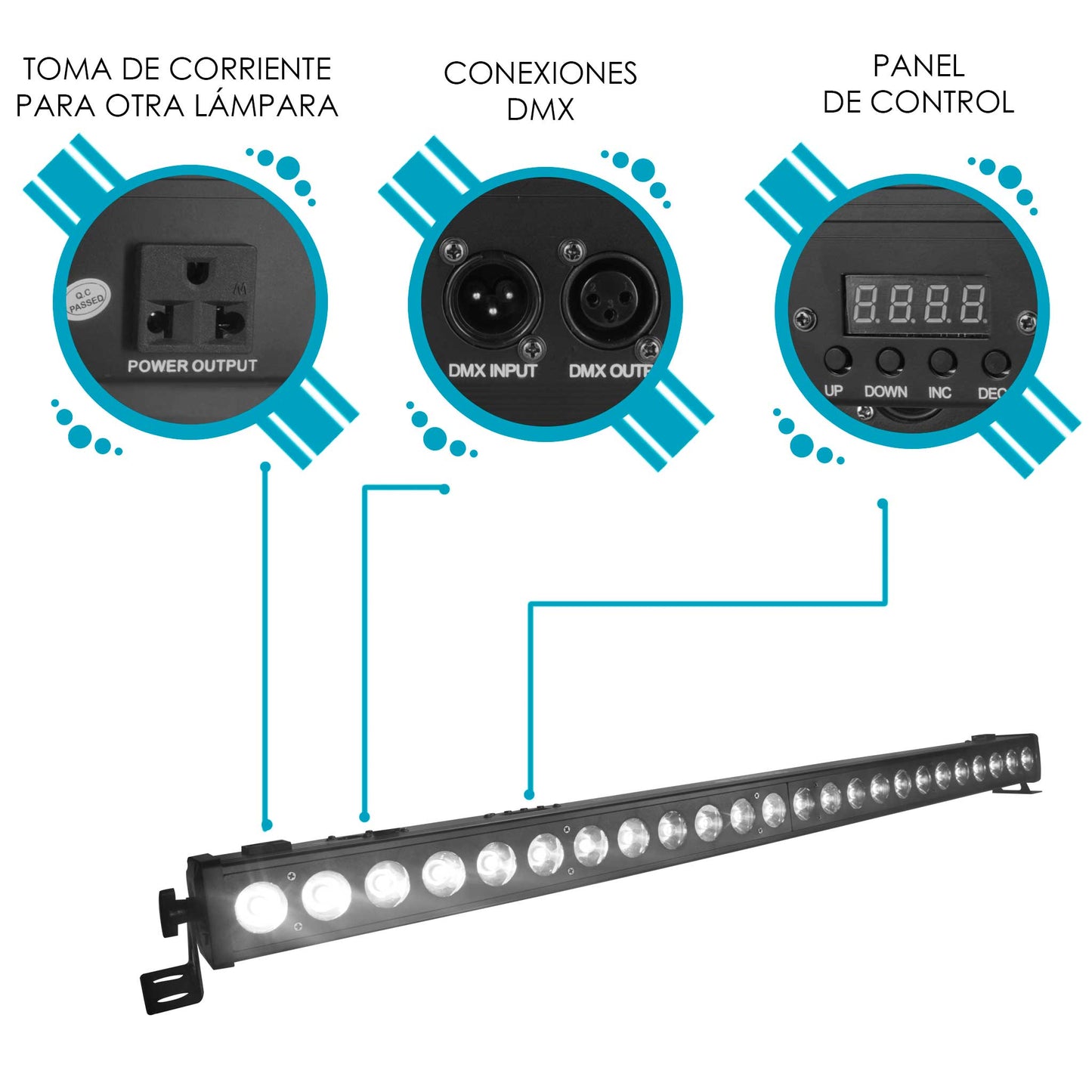 Barra De 24 LEDs de Alta Potencia de 5W RGB, 3 En 1