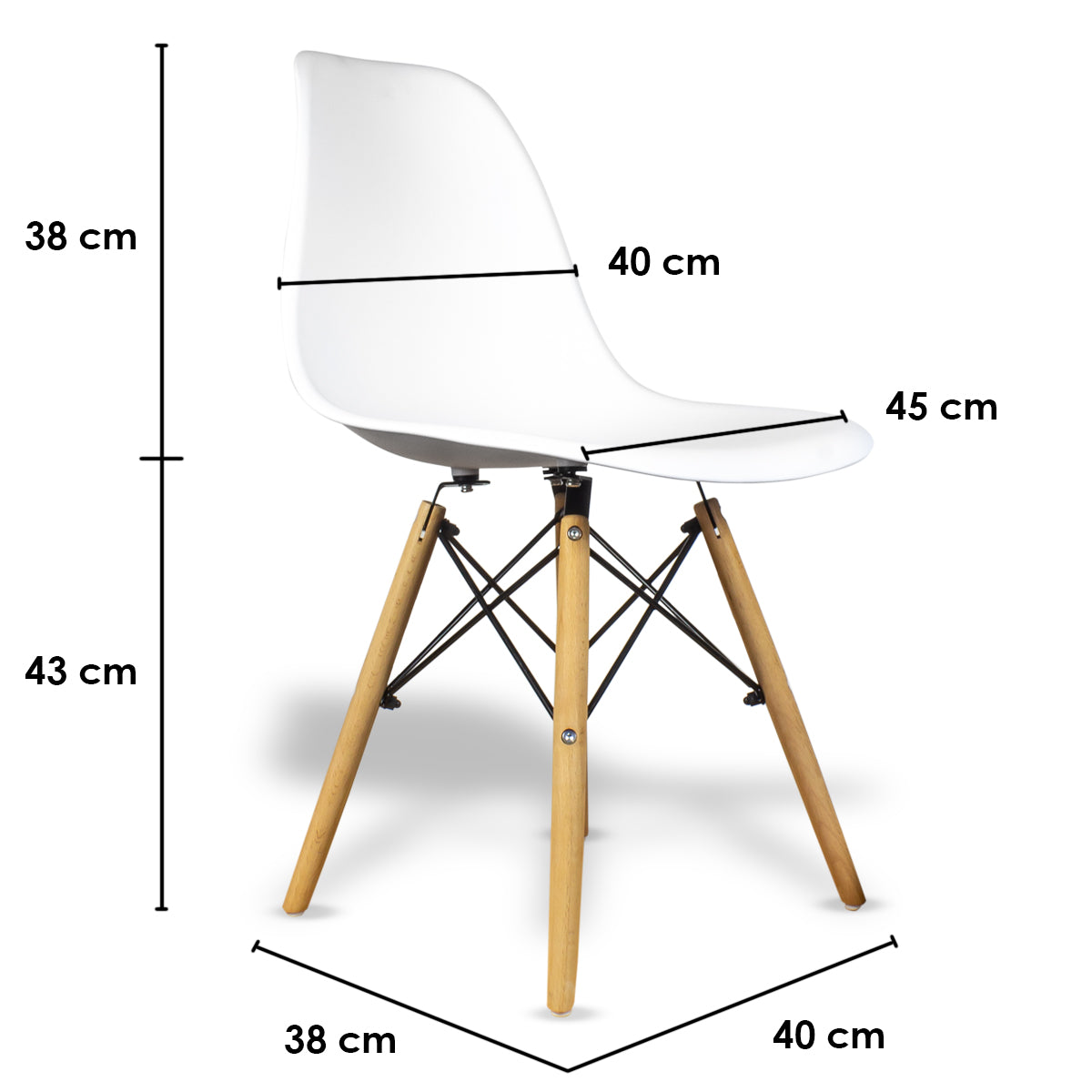 Set De 4 Sillas Eames Modernas Color Blanco