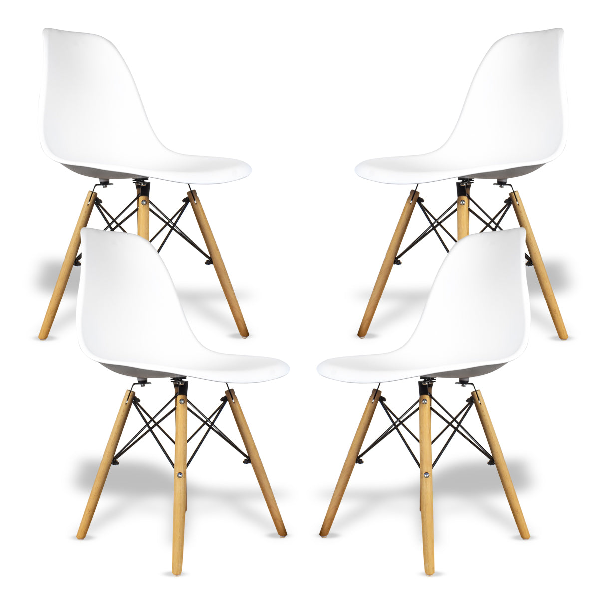 Set De 4 Sillas Eames Modernas Color Blanco