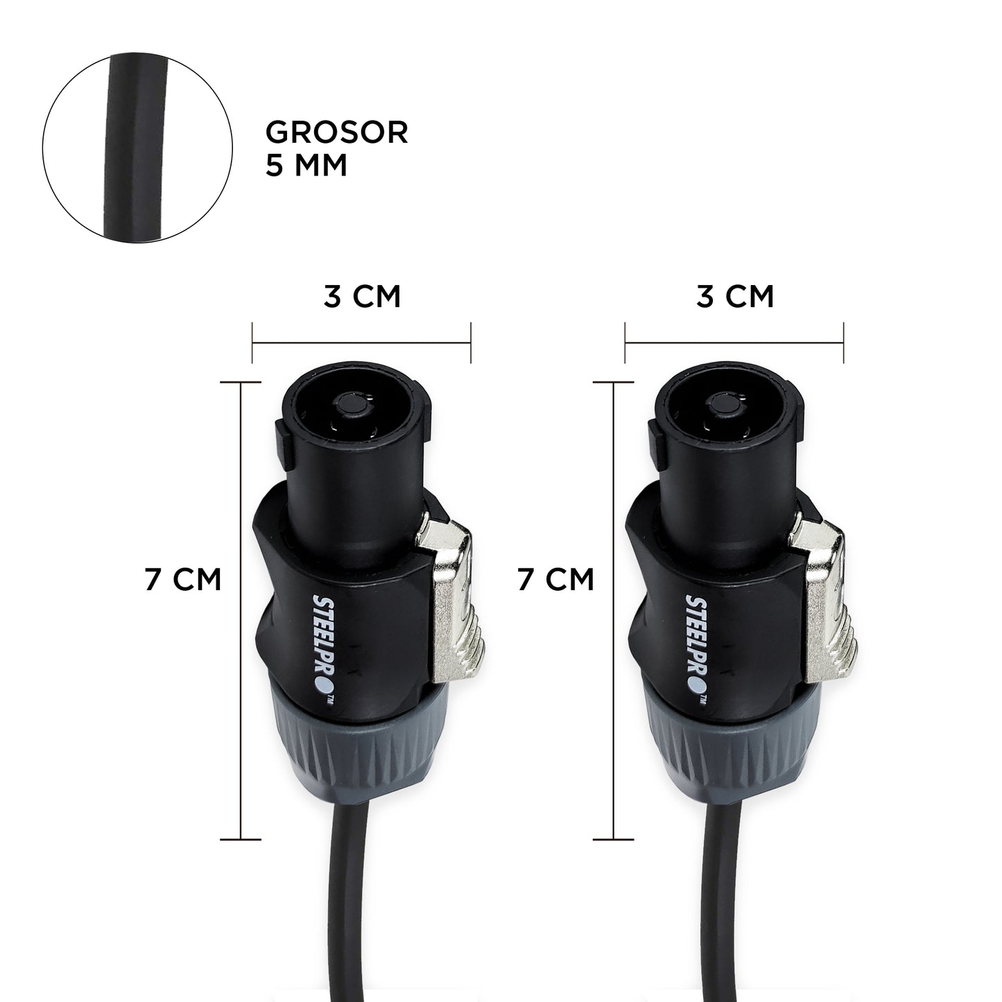 Cable Audio con Conector Speakon Macho A y Macho 6m Steelpro