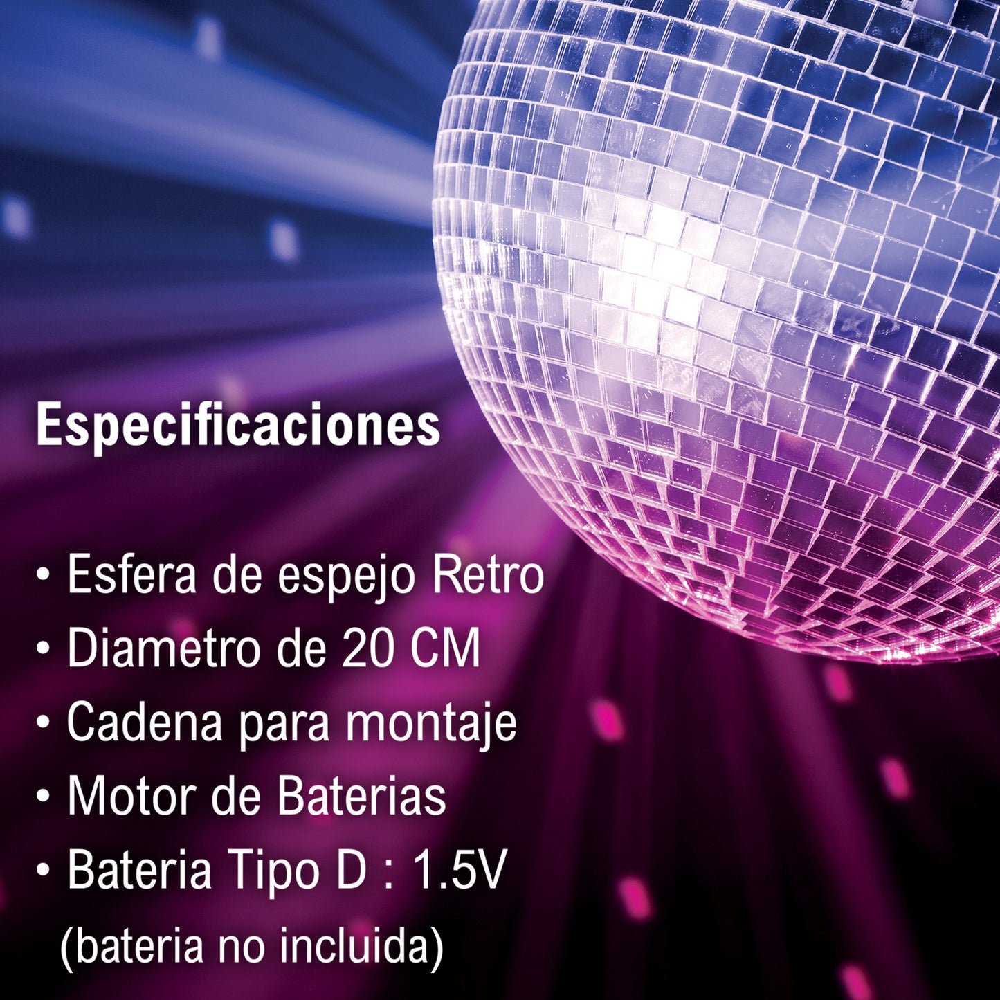Esfera De Espejos Retro Motorizada De 8"