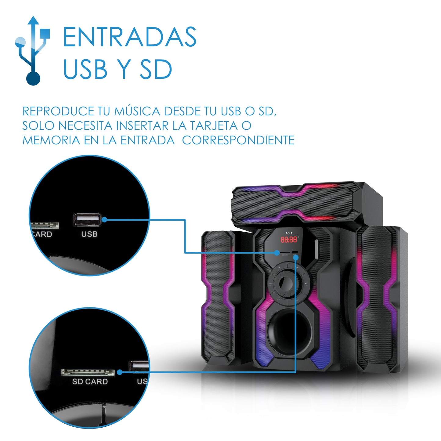 Minicomponente Hometeather de 10,000 W - Armony A3.1
