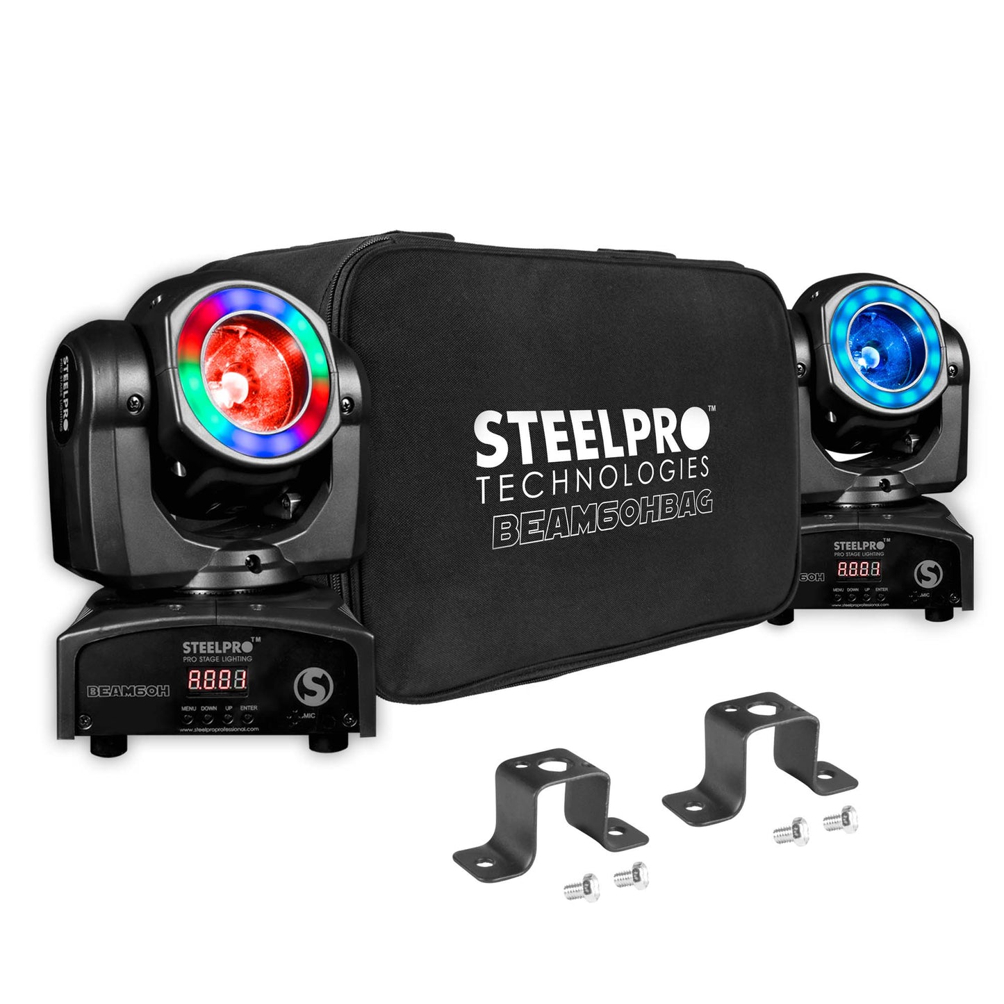 2 Cabezas Móviles Led Beam 1 LED de 60W RGBW Con Maleta Para Transporte