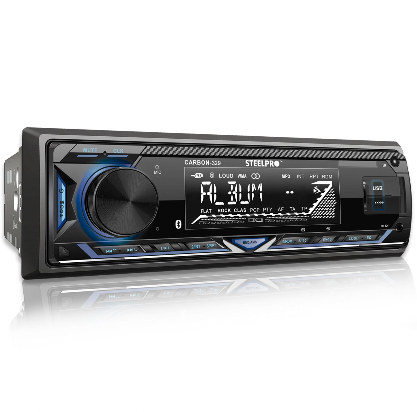 Autoestéreo Amplificado Con Bluetooth De 1 Din, CARBON-329