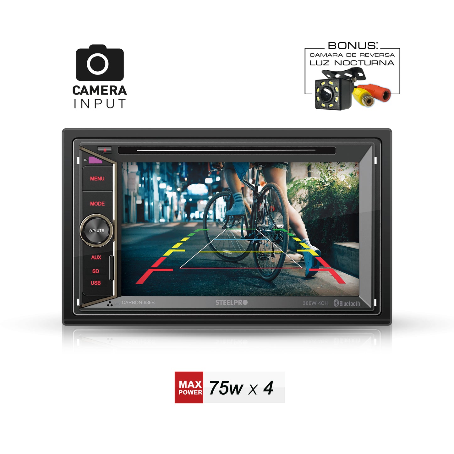 Autoestéreo de Pantalla Táctil de 6.2" con Mirror Link y Bluetooth Salida de Subwoofer + Cámara de reversa