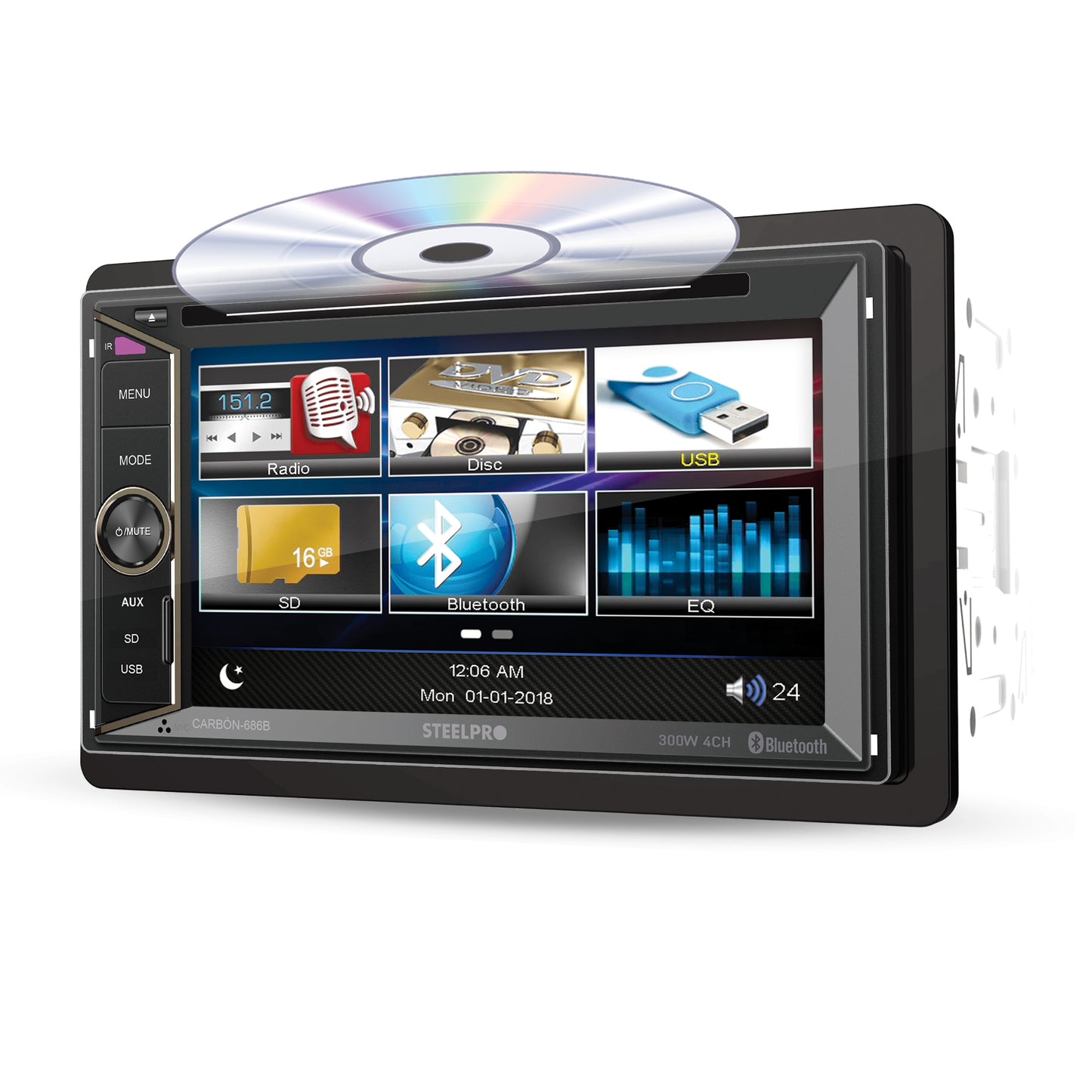 Autoestéreo de Pantalla Táctil de 6.2" con Mirror Link y Bluetooth Salida de Subwoofer + Cámara de reversa