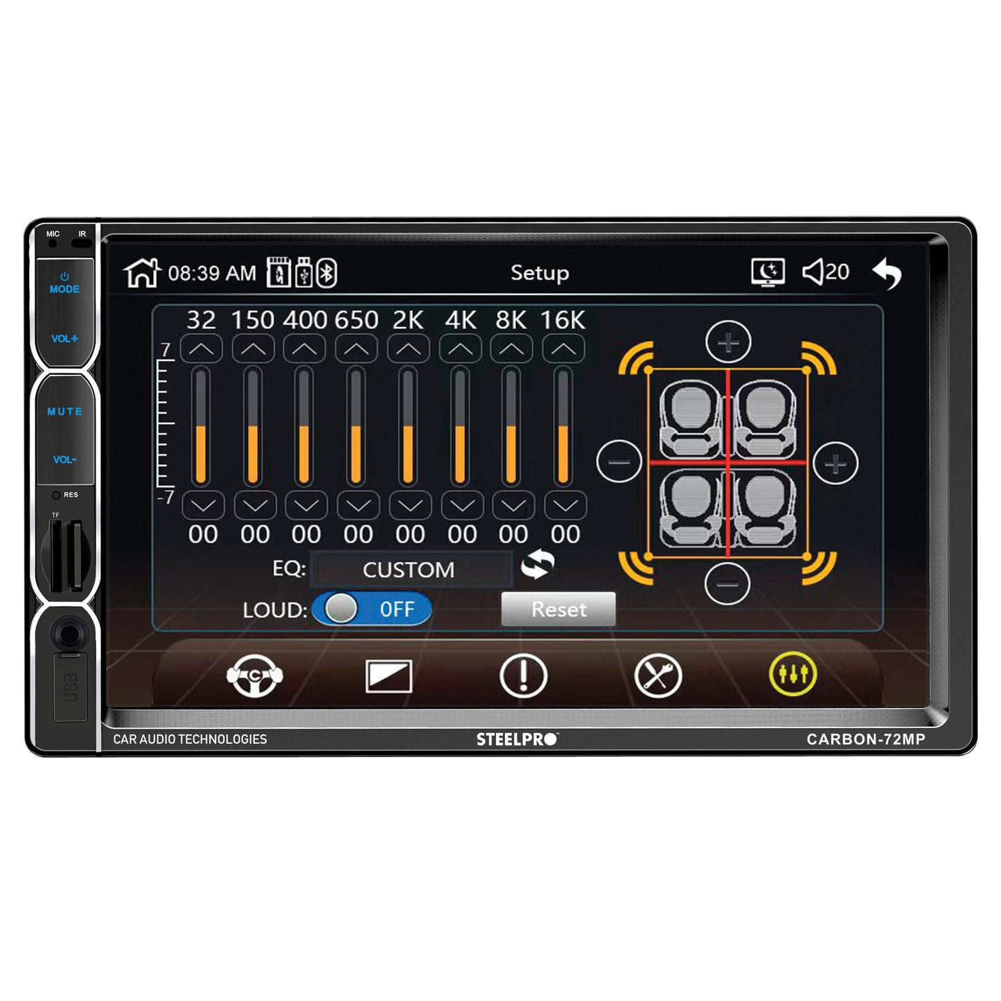 Autoestéreo Mirror Link de Pantalla Táctil 7 con Bluetooth Steelpro