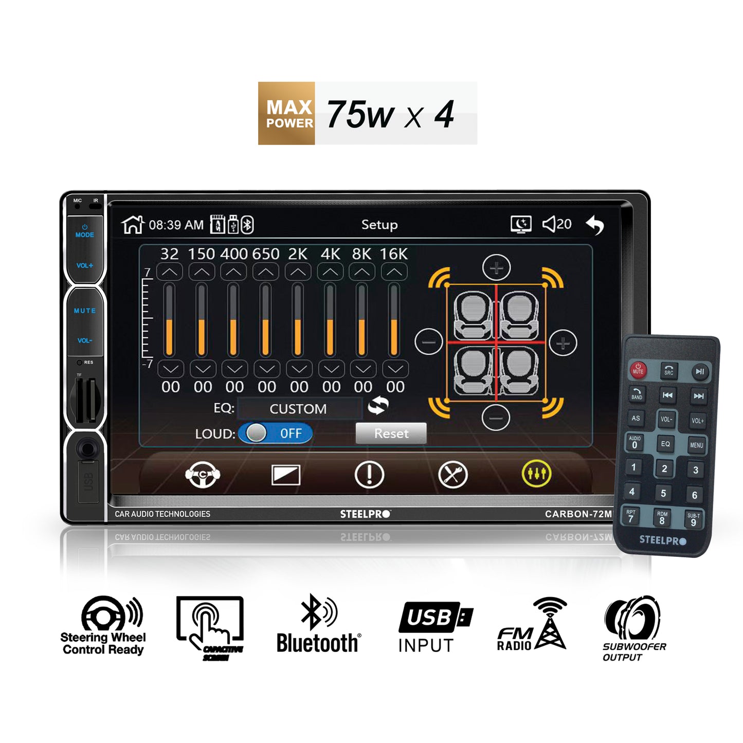 Autoestéreo Mirror Link de Pantalla Táctil 7 con Bluetooth Steelpro