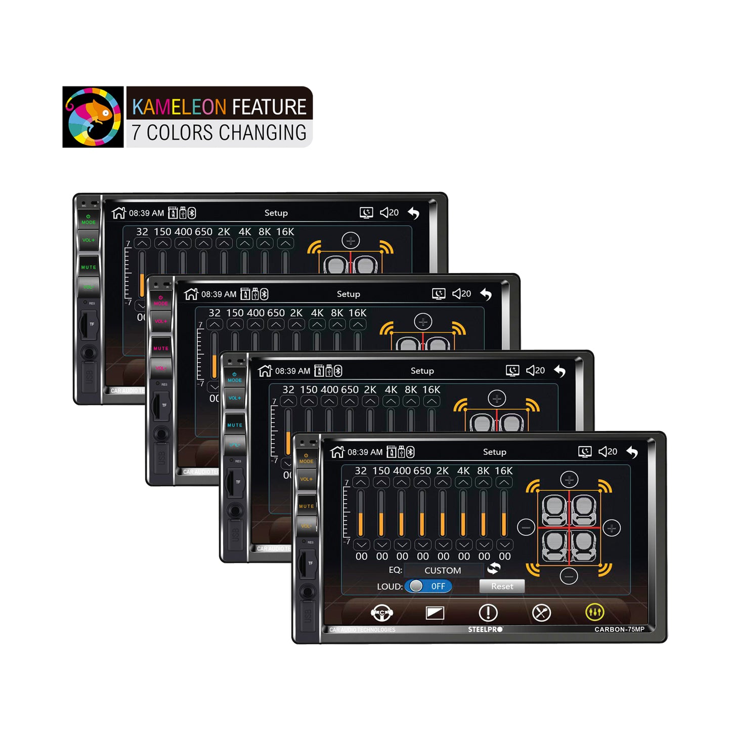 Autoestéreo Mirror Link dePantalla Táctil 7 con Bluetooth Steelpro