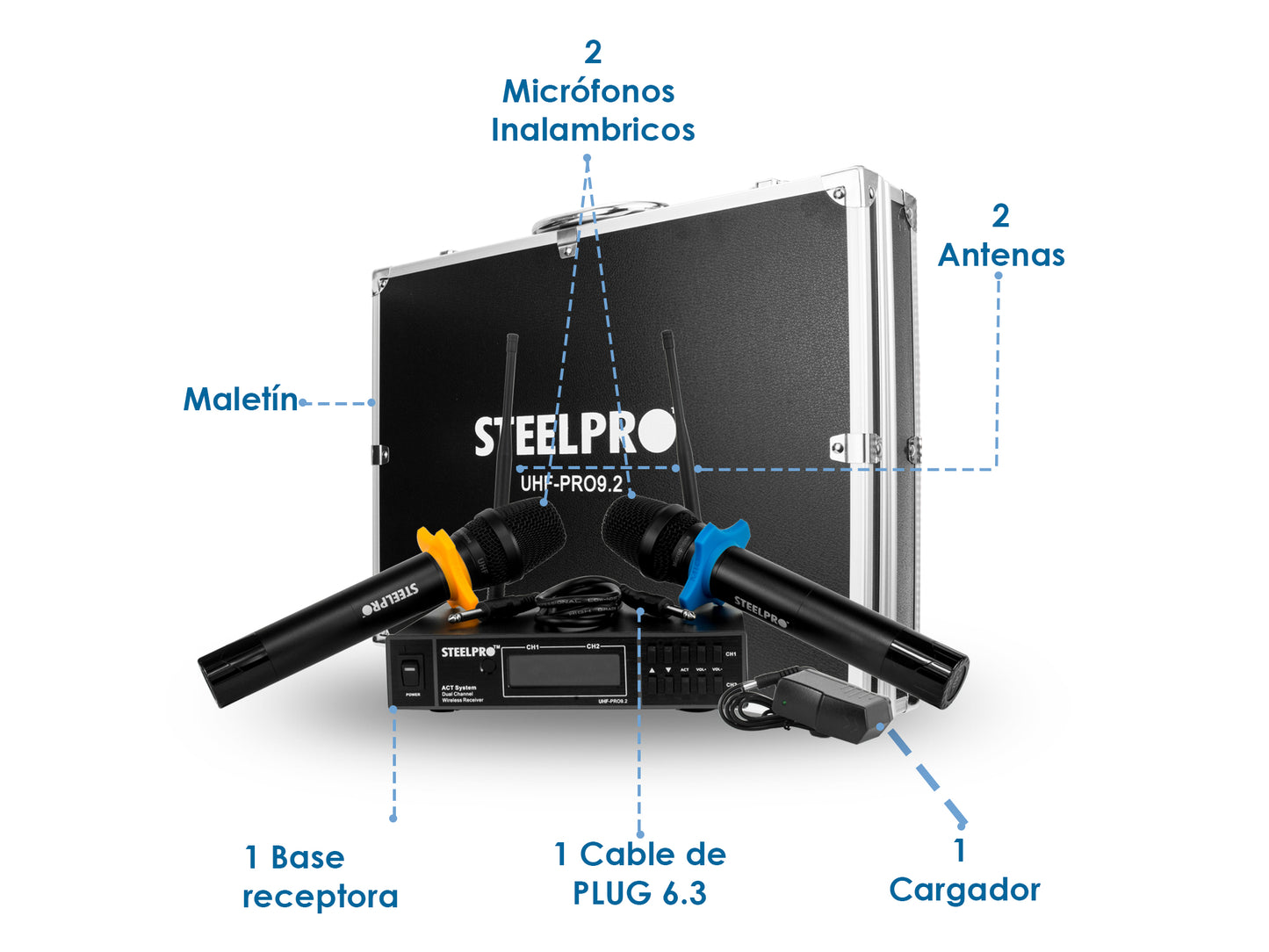 Micrófono Profesional, Frecuencia UHF, Multicanal