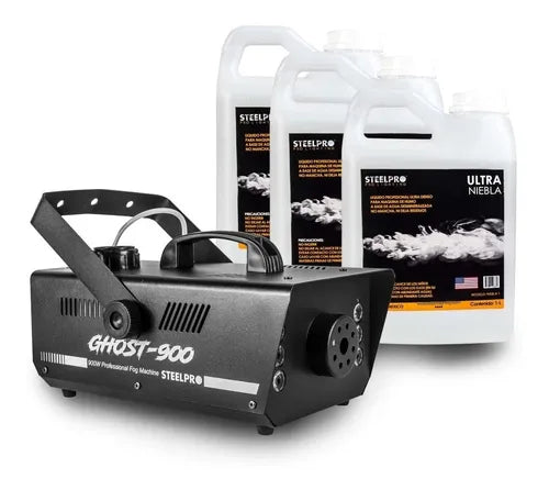 Máquina De Humo de 900w + Liquido De Humo 3 Litros Steelpro