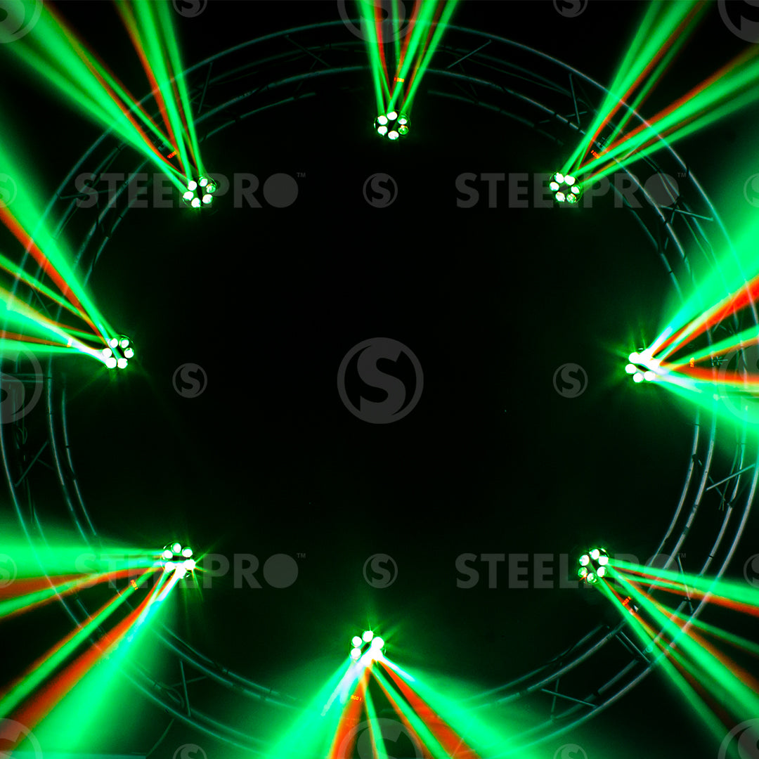 Case con 2 Cabezas Motorizadas MEGABEAM-B RGBW, 4 en 1 + Laser Verde