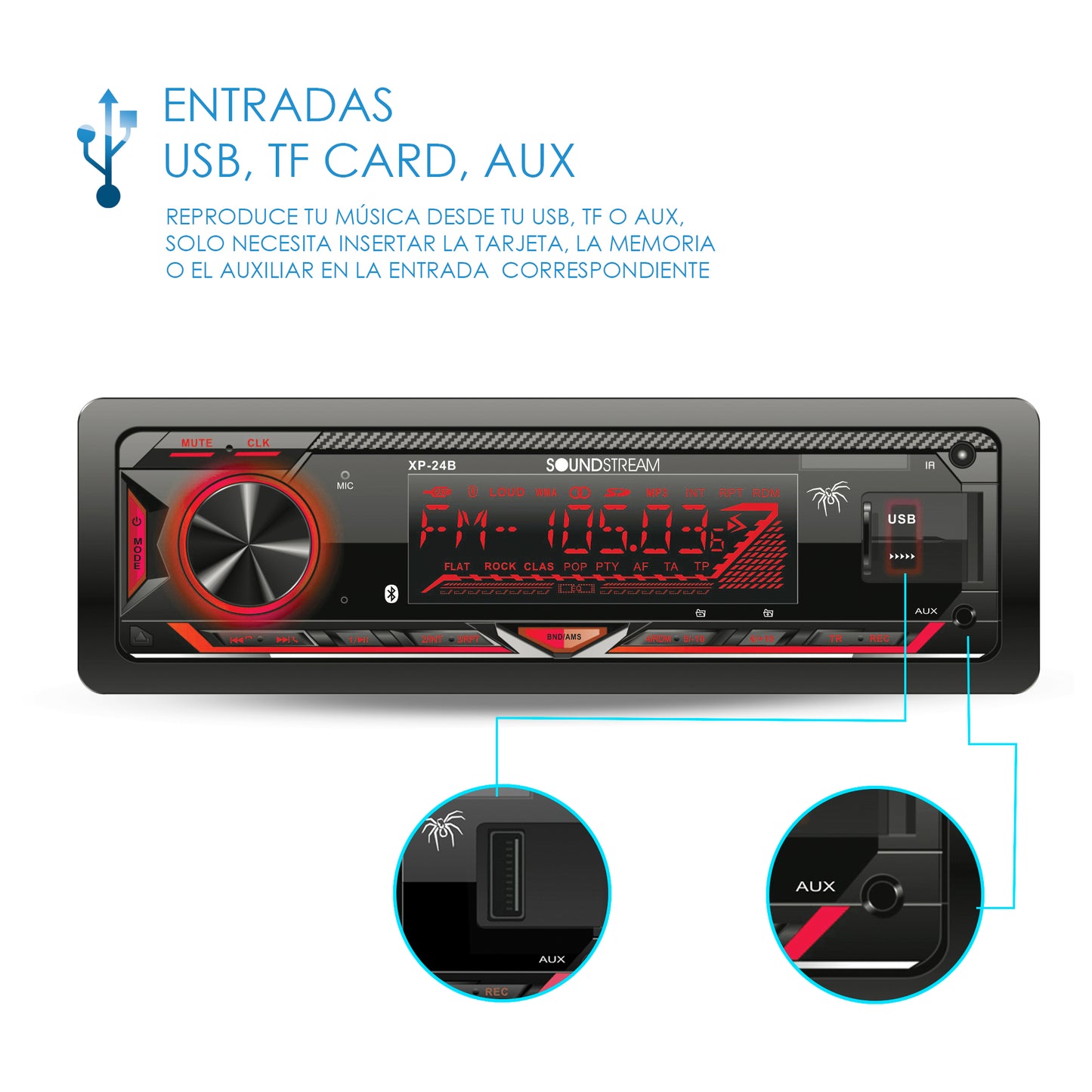 Auto Estéreo Bluetooth Para Auto Con Usb Y Aux Soundstream