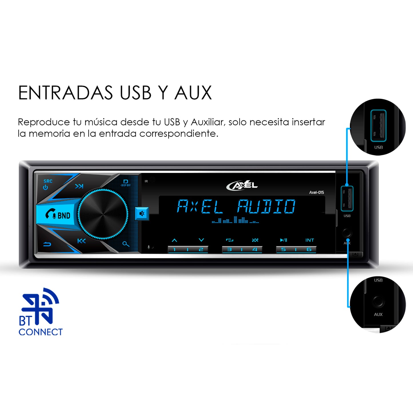 Autoestéreo De Caratula Desmontable, 100w X4 Max, AXEL-015