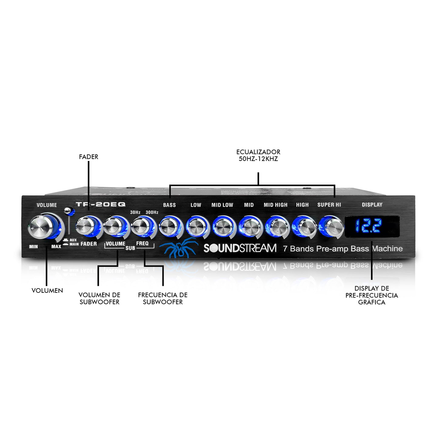 Ecualizador Preamplificado de 7 Bandas con control de Subwoofer by Soundstream