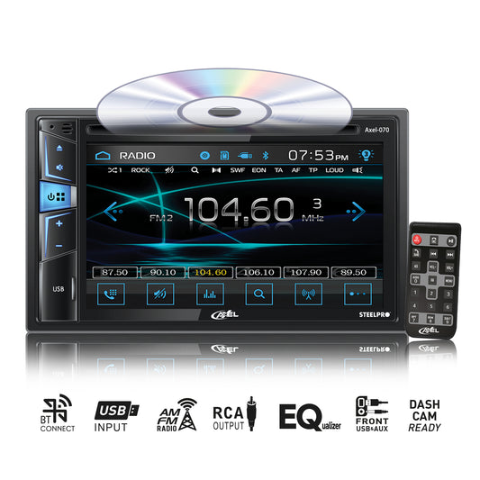 Autoestéreo de 2 DIN DVD/CD/CDR/CDRW, MP3, FM Bluetooth 2.0, 6.2” Touch Screen, AXEL-070