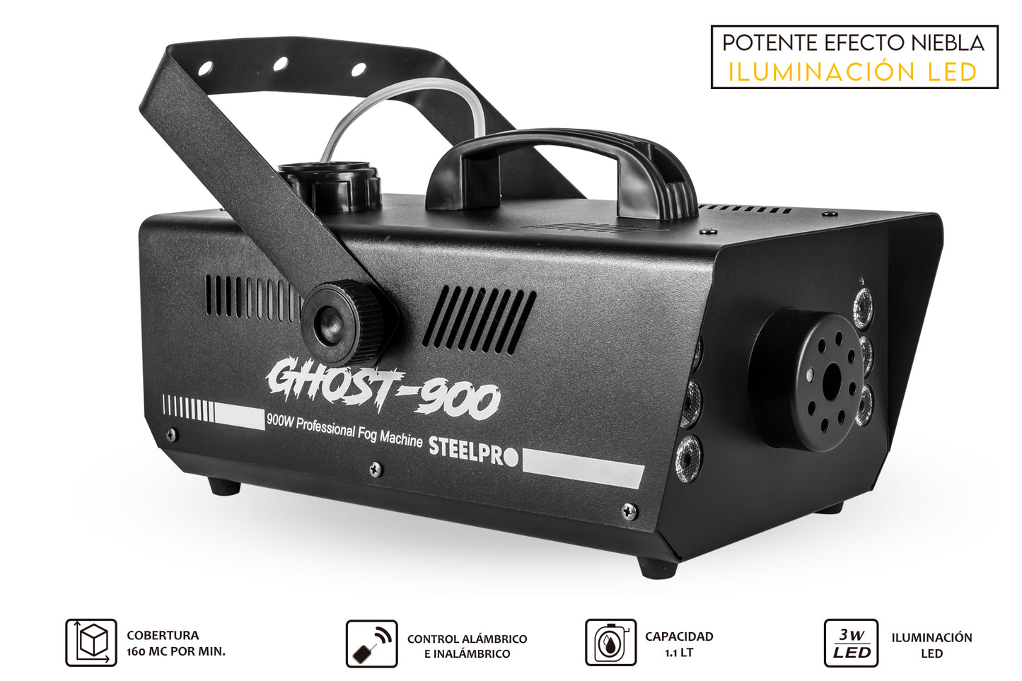 Máquina De Humo GHOST 900 Watts + Sanitizante Protect de 4 L Steelpro