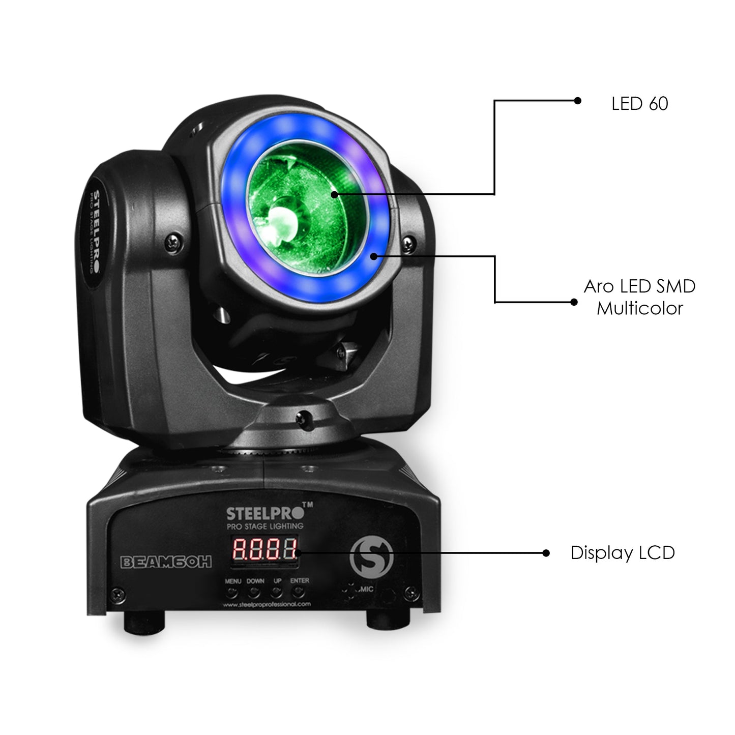 2 Cabezas Móviles Led Beam 1 LED de 60W RGBW Con Maleta Para Transporte