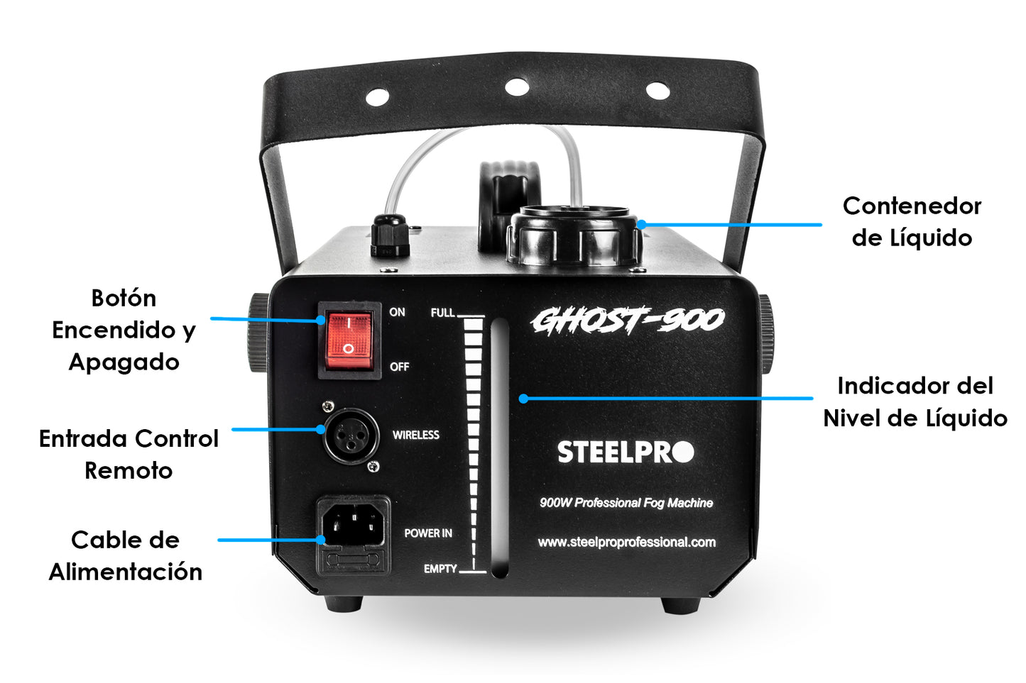 Máquina De Humo GHOST 900 Watts + 3 Litros de Sanitizante Protect de  Steelpro