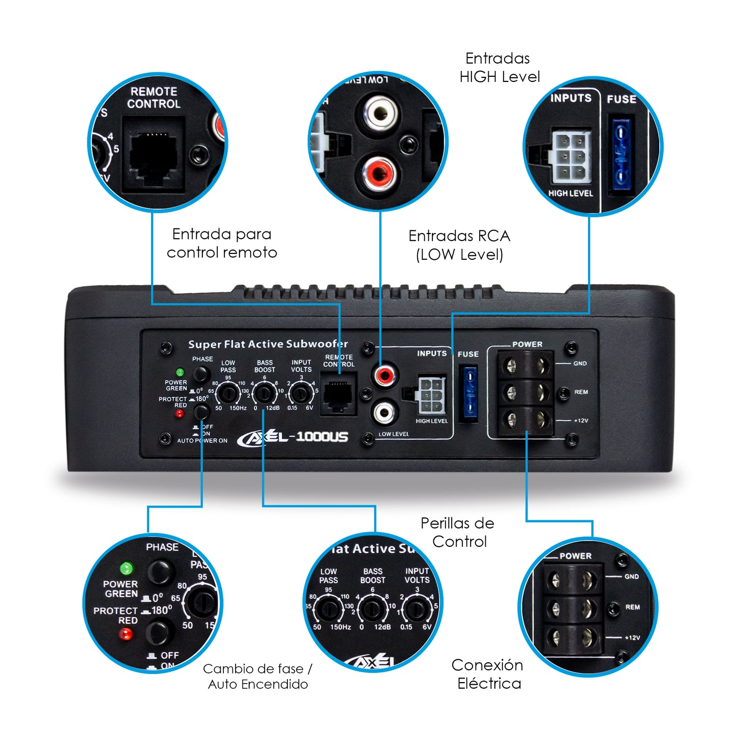 Subwoofer Amplificado De 10" Pulgadas Premium Con Puerto de Aire Axel