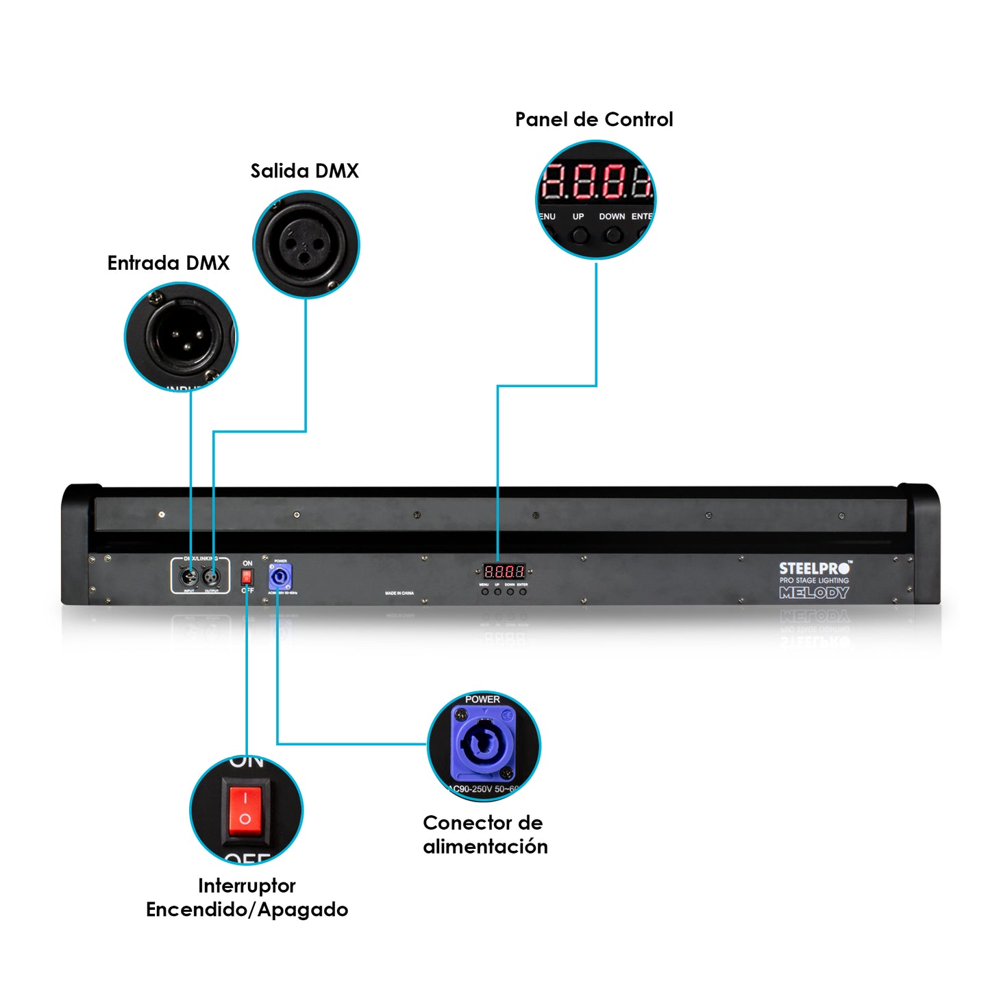 Barra Laser Azul de 8 Lasers por 500mw Melody