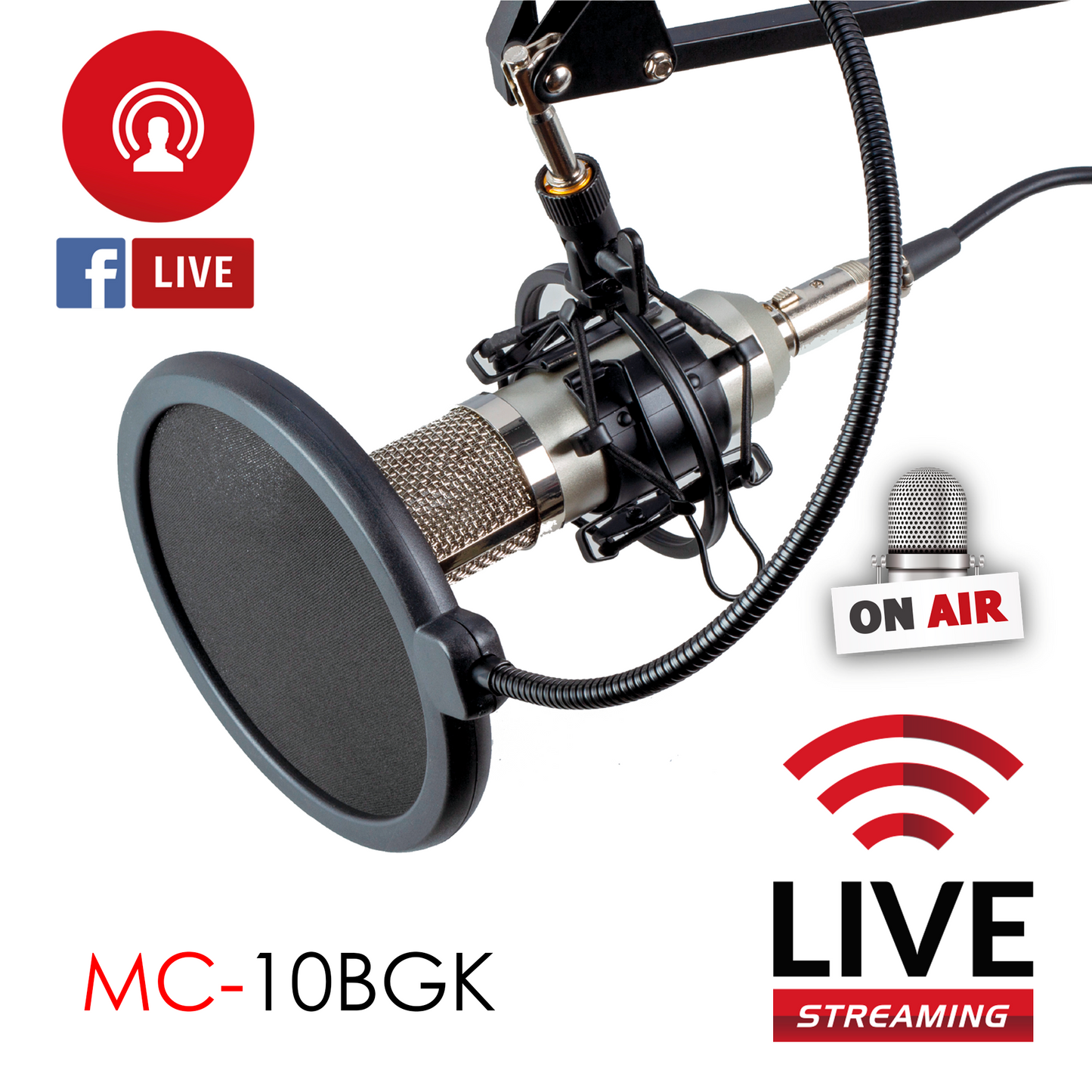 Micrófono Profesional Cardioide Para Streaming con Soporte Para Estudio de Grabación