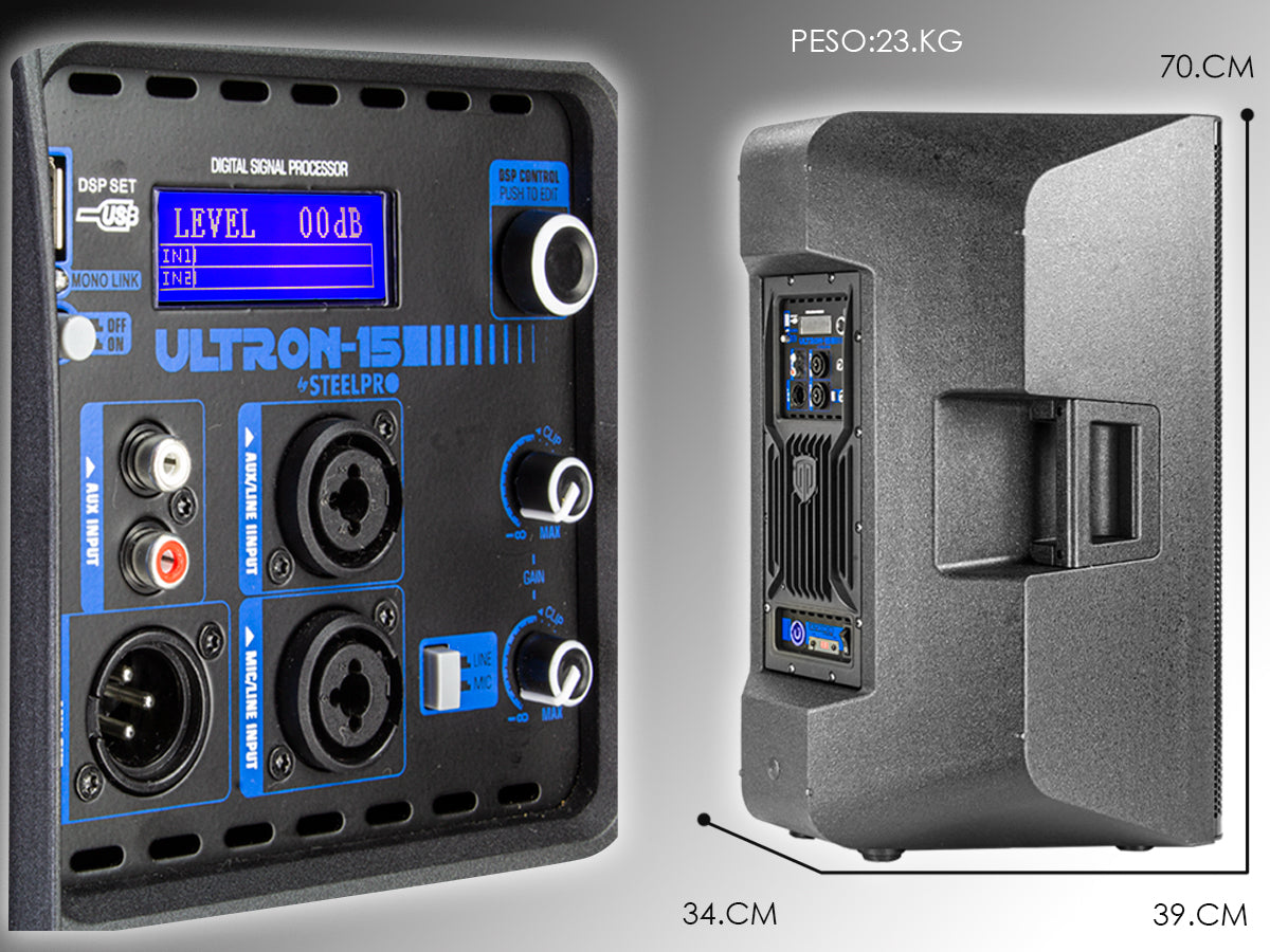 Bafle Profesional de 15" Bi-amplificado Con DSP