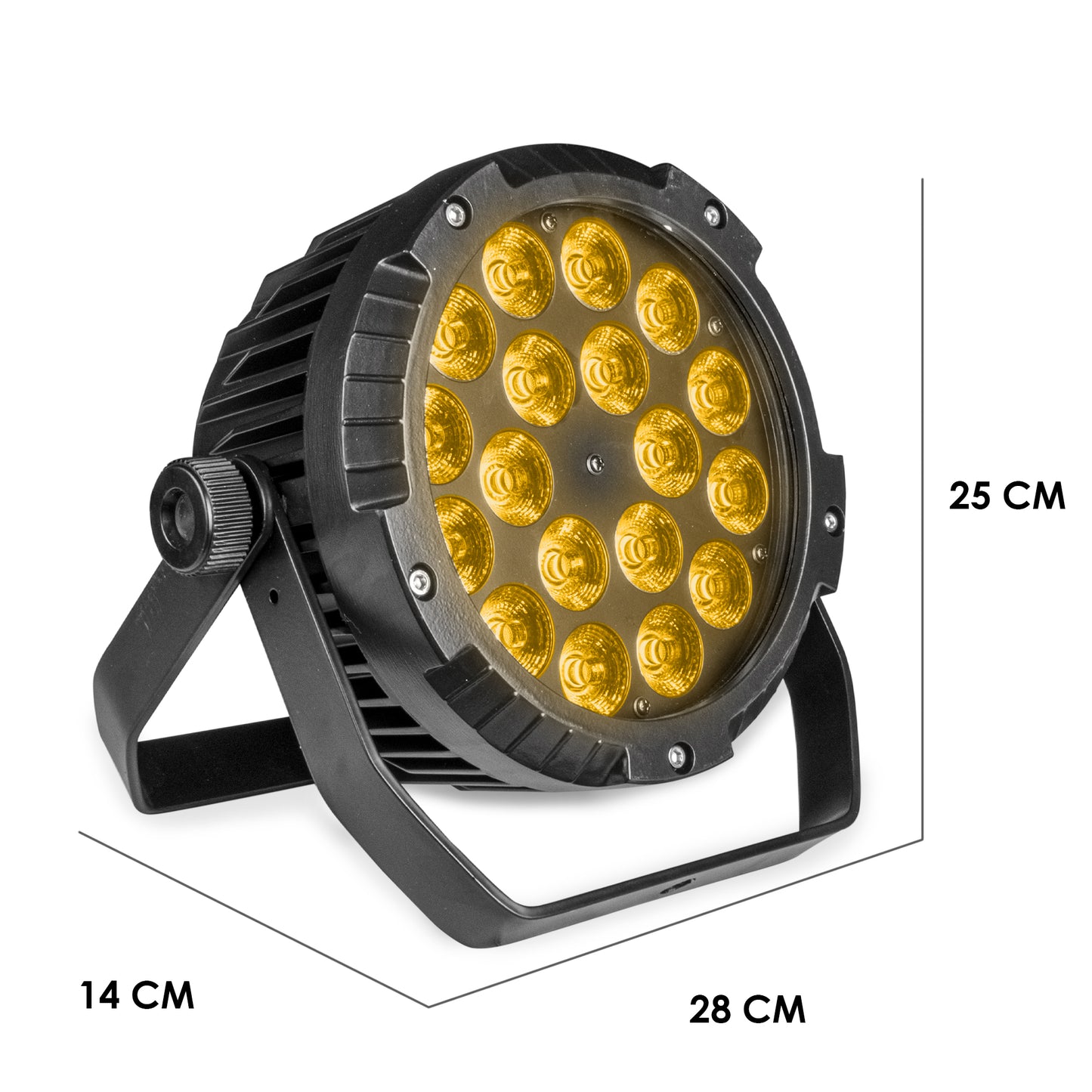 Cañón Par LED Exterior 18 Watts RGBW+Ambar Protección Contra Agua IP65