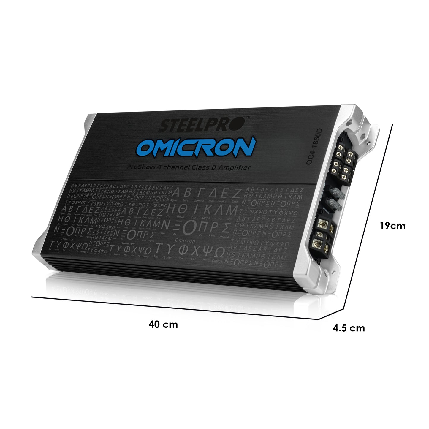 Amplificador Clase D de 4 Canales Para Auto de 1800 Watts ÓMICRON By Steelpro