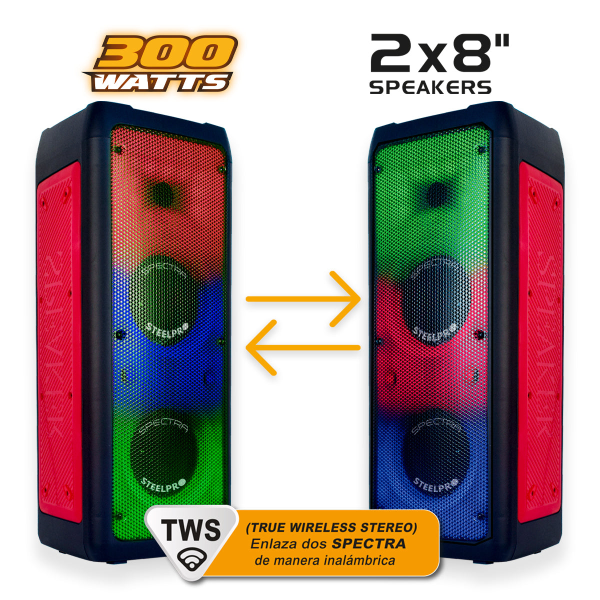Bocina Recargable Premium Con Bluetooth De 2 Bocinas De 8"