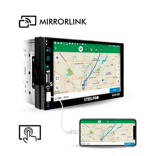 Autoestéreo Con Pantalla 7' Mirrorlink Bt  y Cámara de reversa- Steelpro