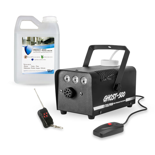 Máquina De Humo GHOST 500 Watts + Sanitizante Protect de 1lt Steelpro
