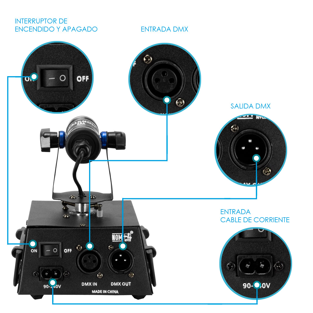 Láser Azul Motorizado DMX de 80mw