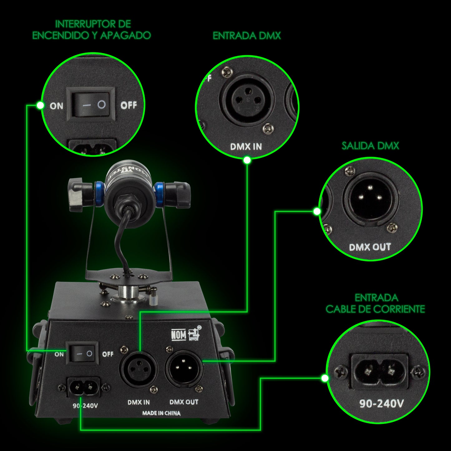 Láser Verde Motorizado DMX de 80mw