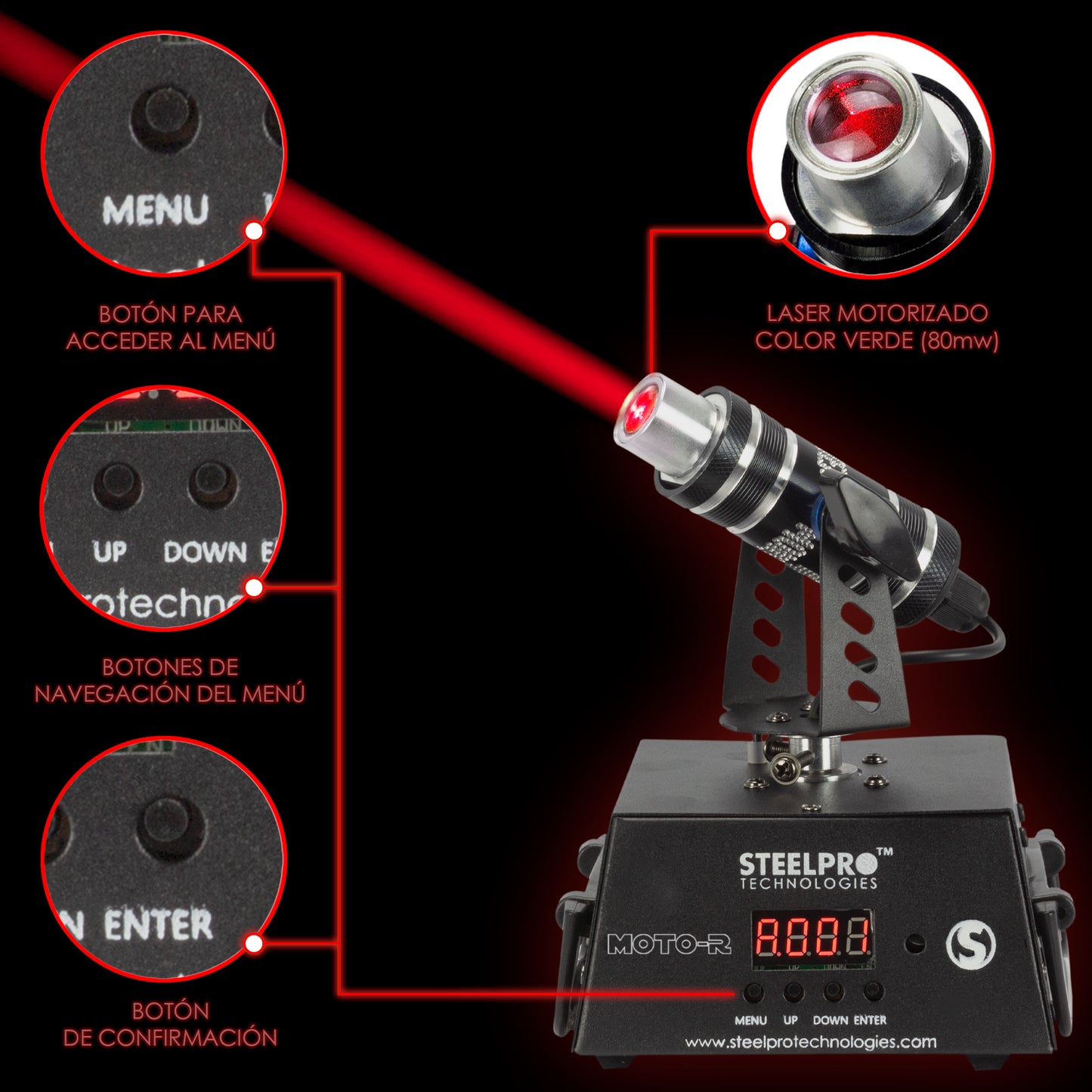 Láser Rojo Motorizado DMX de 120mw