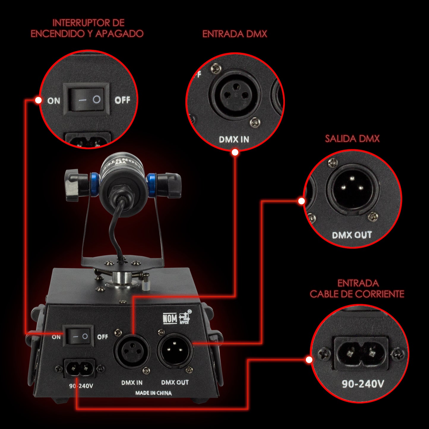 Láser Rojo Motorizado DMX de 120mw