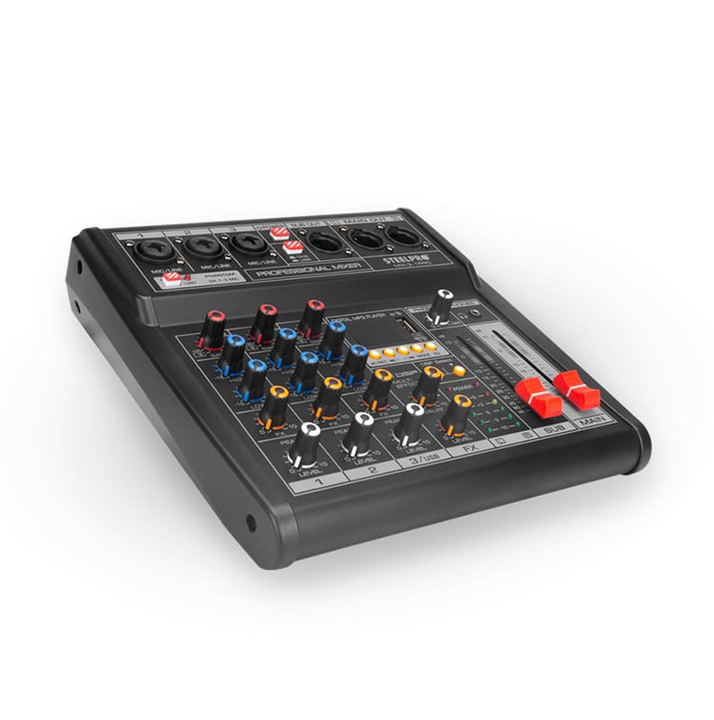 Mezcladora de 4 Canales, 3+subwoofer XLR, Bluetooth y USB
